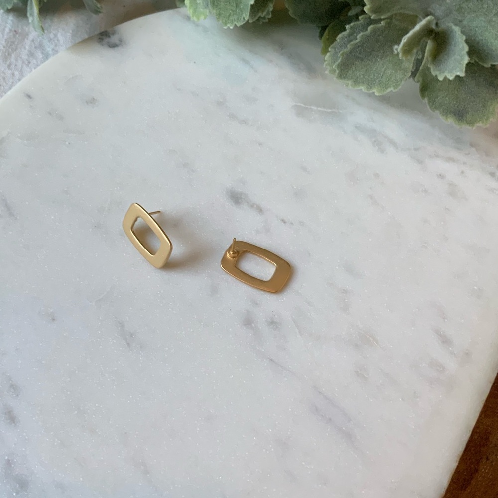 The Flannery - Gold Brushed Geometric Studs - Picture 3 of 6